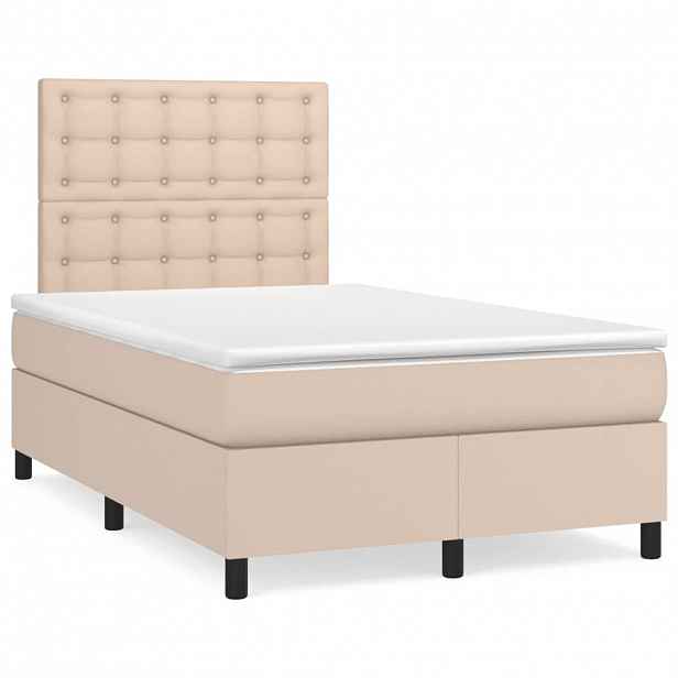 vidaXL Box spring postel s matrací cappuccino 120x200 cm umělá kůže