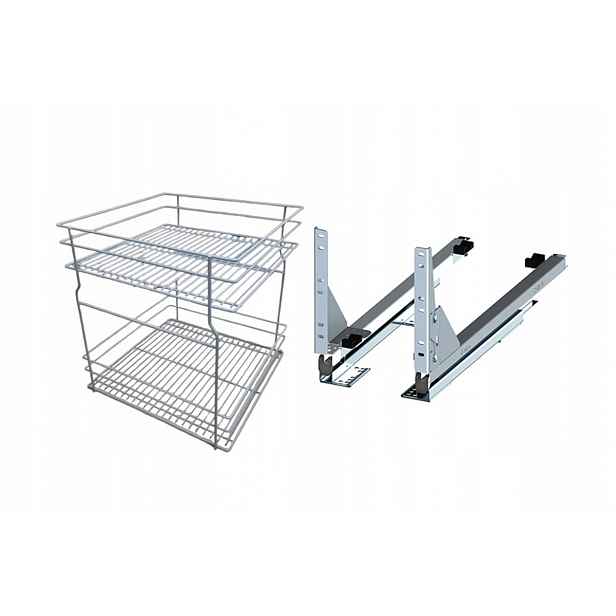 Koš do spodní skříňky Cargo 50 cm 500 Šedý 2p s tlumením dovírání Rejs s plným výsuvem