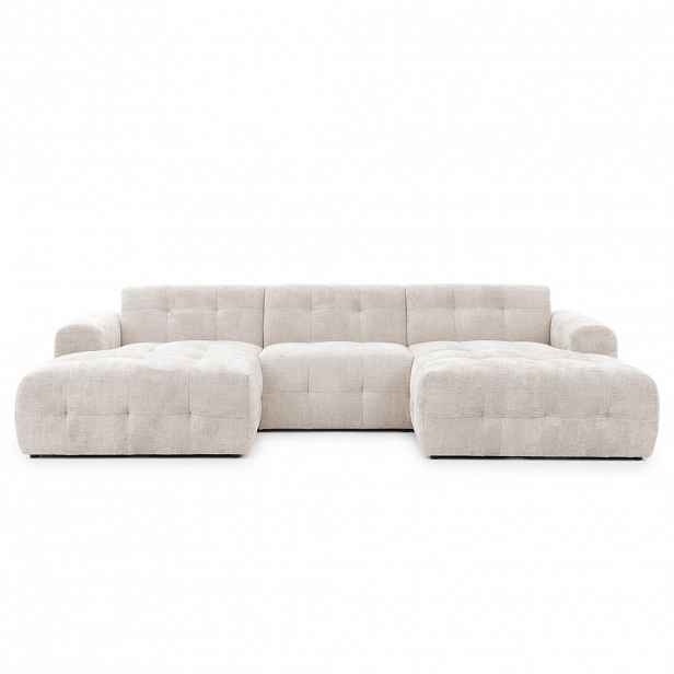 luma-home SEDACÍ SOUPRAVA ve tvaru písmene U s rafinovaným prošíváním, 6místná, 323 × 161 × 79 cm (Š×H×V), čalounění ze ženilky v béžové barvě / 21047
