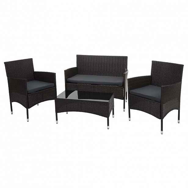 MCW POLY-RATTAN SADA Hnědá, antracitová