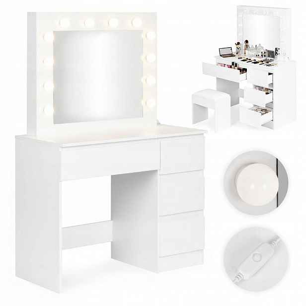 ModernHome MRDT09 Toaletní stolek se zrcadlem a Led osvětlením taburet