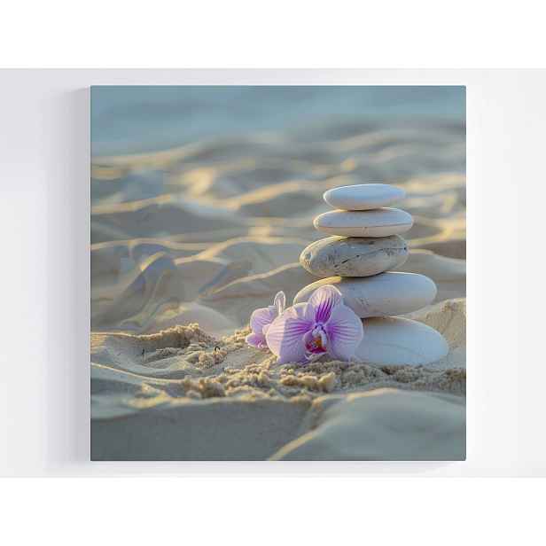 Obraz Na Plátně Canvas Pláž Kameny Zen Orchidej Rovnováha 50x50