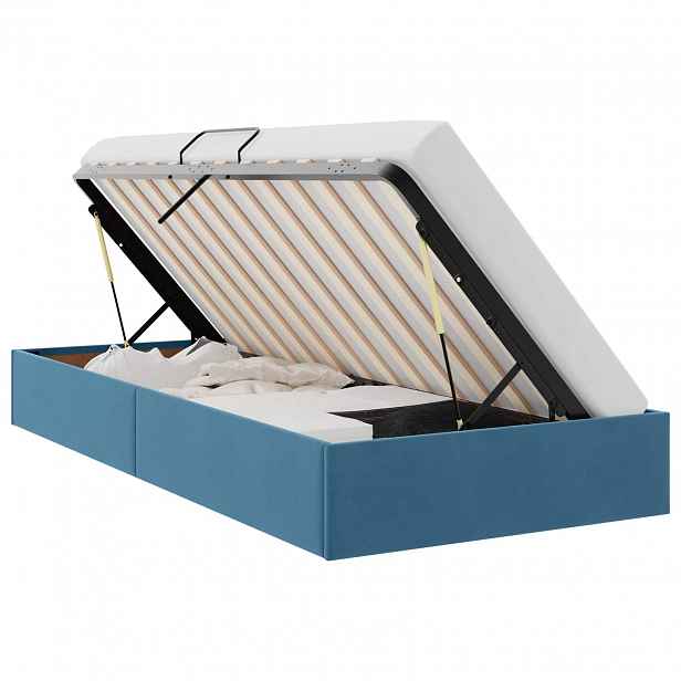 vidaXL Ottoman postel s úložištěm Tmavě modrá 90 x 190 cm Samet
