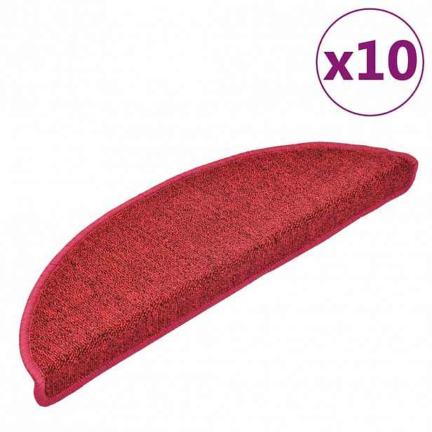 vidaXL Rohožky na schody 10 ks 56 x 17 x 3 cm Non-Slip Červená