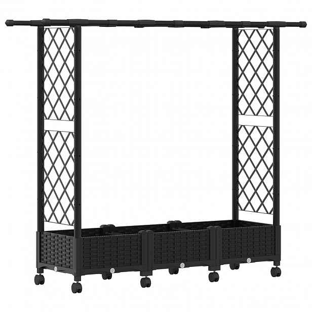 vidaXL Vyvýšený záhon s treláží a střechou Černá 164 x 40 x 127 cm PP