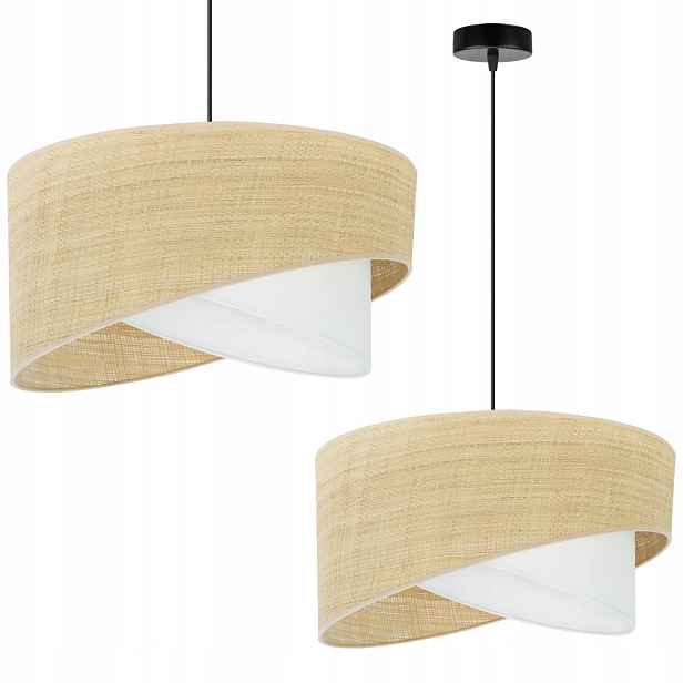 Závěsná Stropní Lustrová Lampa S Ratanovým Stínidlem, Béžová, Boho, Do Obývacího Pokoje