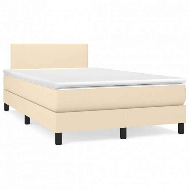 vidaXL Box spring postel s matrací krémová 120x200 cm textil