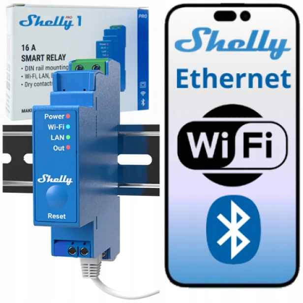 Shelly Pro 1 V1 – relé Din dry contact Wi-Fi Lan do rozvaděče