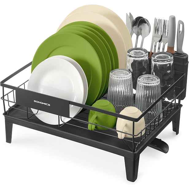 SONGMICS Odkapávač na nádobí Pavy 42 cm černý