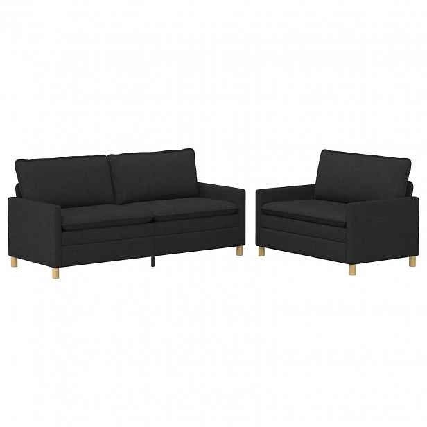vidaXL Set pohovek 2 ks Černá Textil