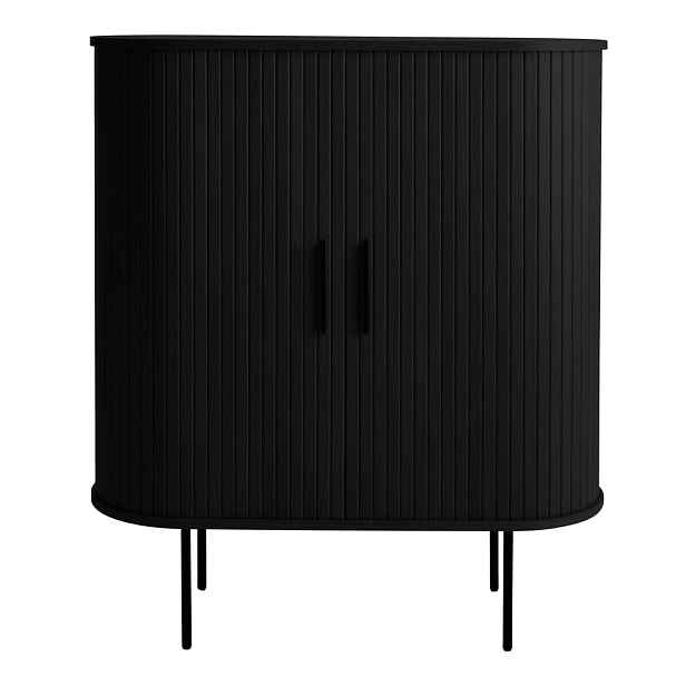 Černá vinotéka v dekoru dubu s posuvnými dveřmi 100x118x40 cm Nola – Unique Furniture