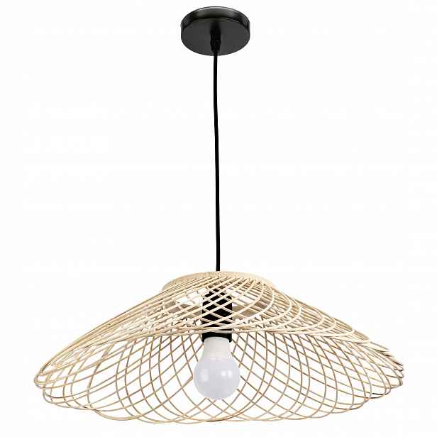Lehká ažurová lampa Boho nad stůl do obývacího pokoje E27 Světlé bambusové dřevo