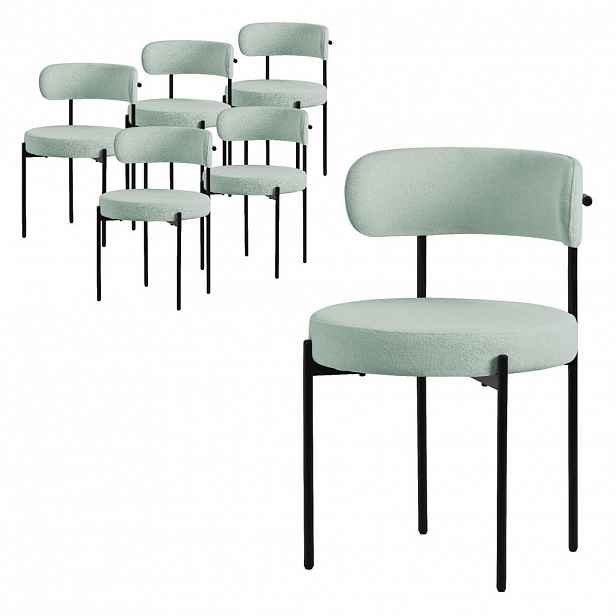 ML-DESIGN SADA 6 JÍDELNÍCH ŽIDLÍ Zelená látka Teddy