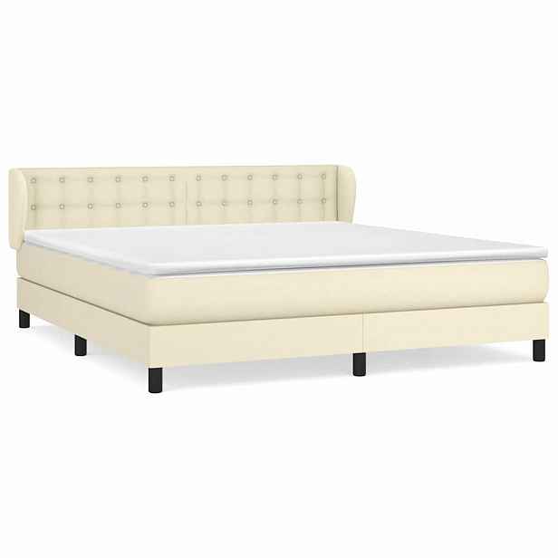 vidaXL Box spring postel s matrací krémová 180x200 cm umělá kůže