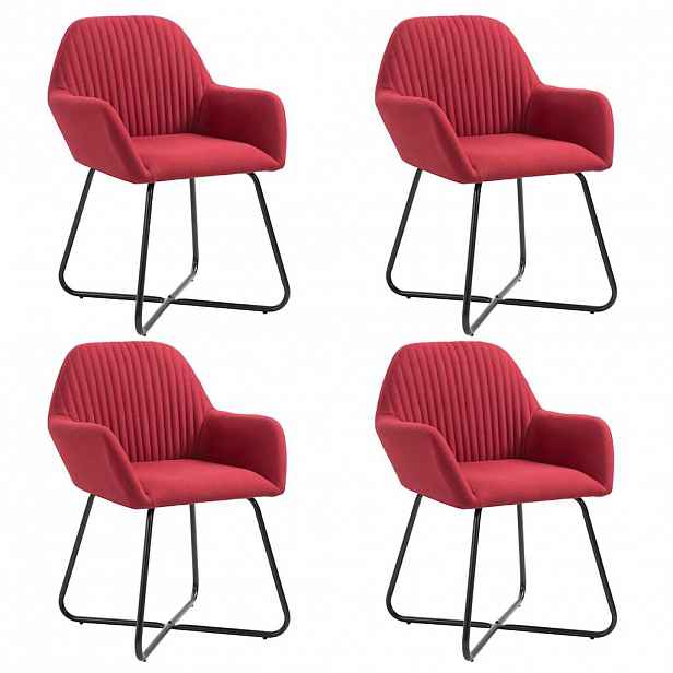 vidaXL Jídelní židle 4 ks vínové textil