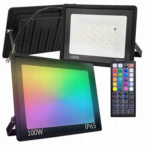 Voděodolná Barevná Halogenová Lampa Rgb Led Zářič 100W IP65 S Dálkovým Ovládáním