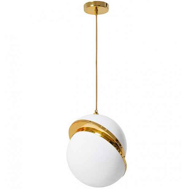 Závěsná stropní lampa Zlatá Glamour Bílá Mléčná koule Akrylová Nastavitelná