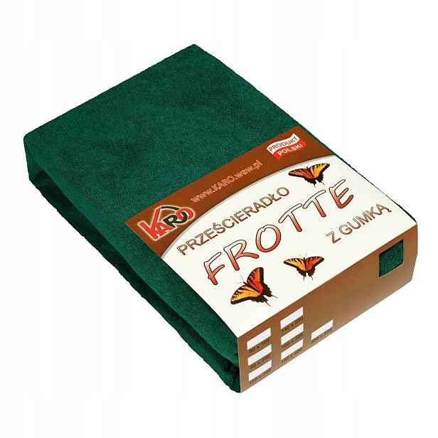 Froté prostěradlo s gumou 200x220 zelené Karo