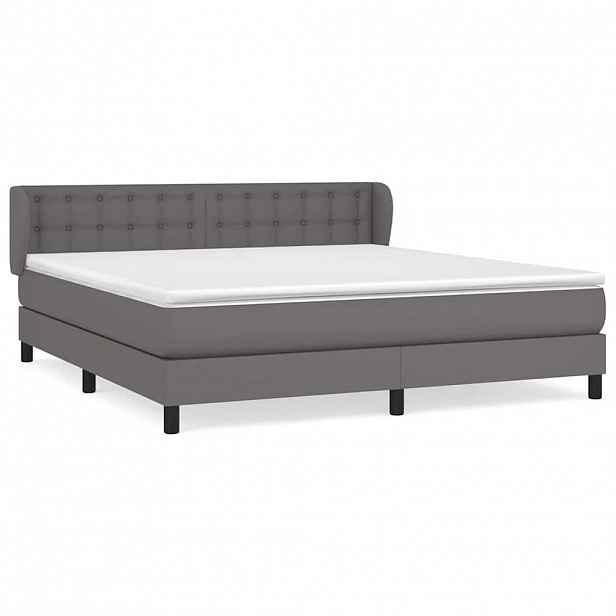 vidaXL Box spring postel s matrací šedá 180x200 cm umělá kůže