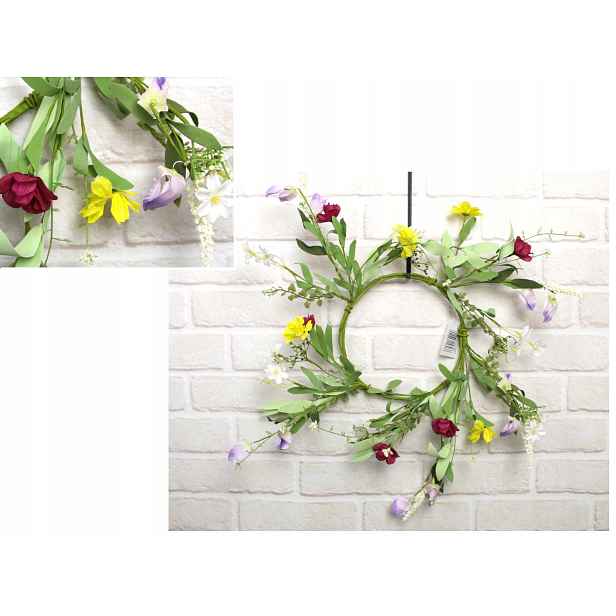 2x věnec Jarní Květiny s pěnovými lístky 33 cm MZ-062
