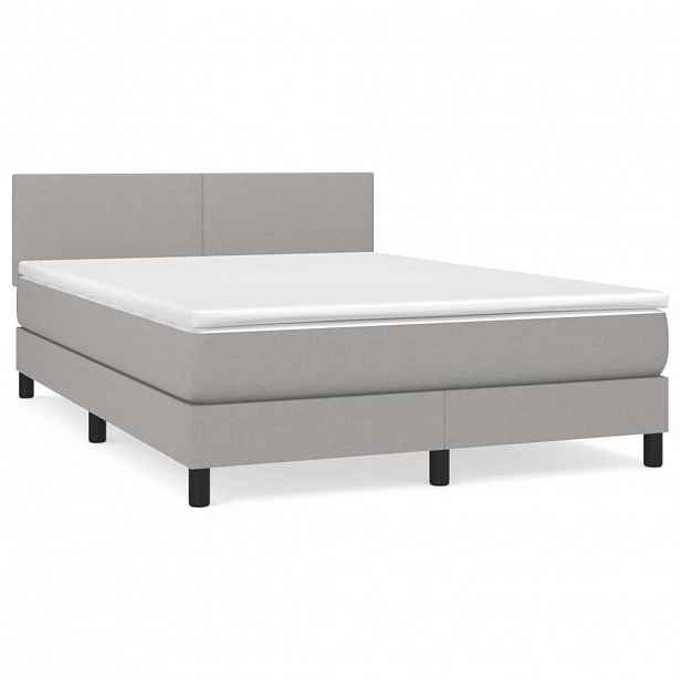 vidaXL Box spring postel s matrací světle šedá 140 x 190 cm textil