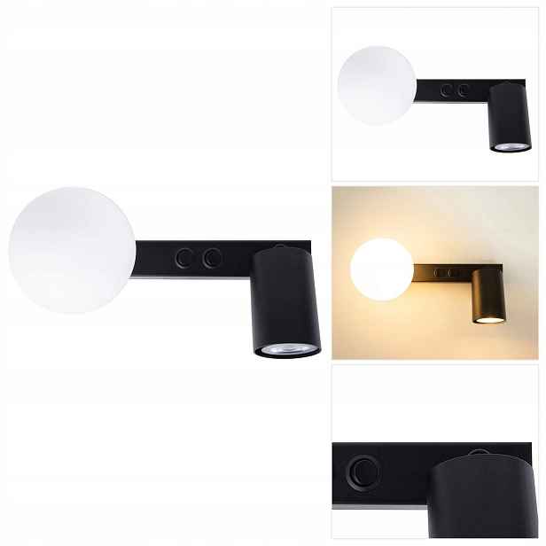 Černá nástěnná lampa Tavira s reflektorem, bodové světlo v koupelně Sigma