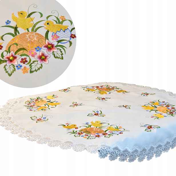 Elegantní vyšívaný brus s gipiurou na Vánoce 150 cm, bílý na Velikonoce