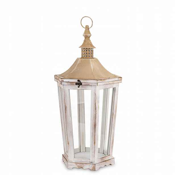 Lampion Dřevěná lucerna Bílá Hnědá Retro Stará Dekorace