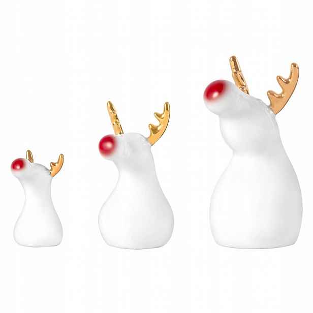 Sada 3 porcelánových figurek Renifery Ćmielów