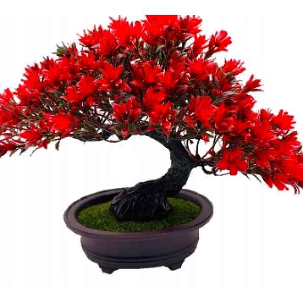 Stromek Bonsai Umělá Rostlina V Květináči Červená Dekorace