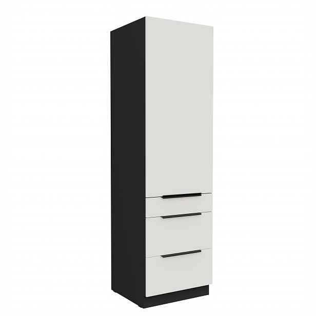 Vysoká potravinová skříňka Aria 60 DKS-210 3S 1F - Premium Box Barva korpusu: Černá, Barva dvířek: WH - Crystal white AFM