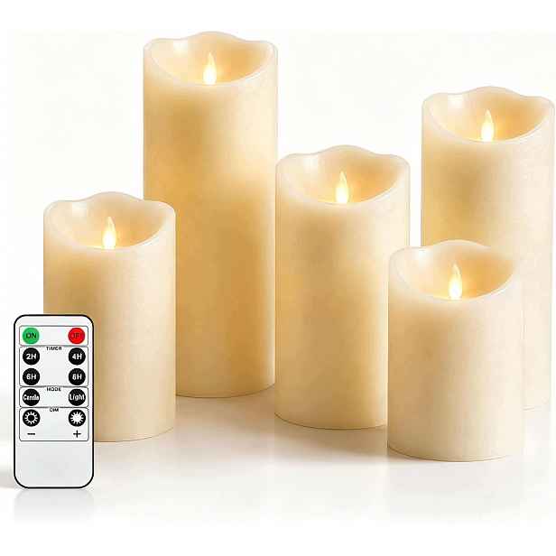 Led Svíčky, Bezplamenné Svíčky, Sada 5 Kusů, S Funkcí Časovače