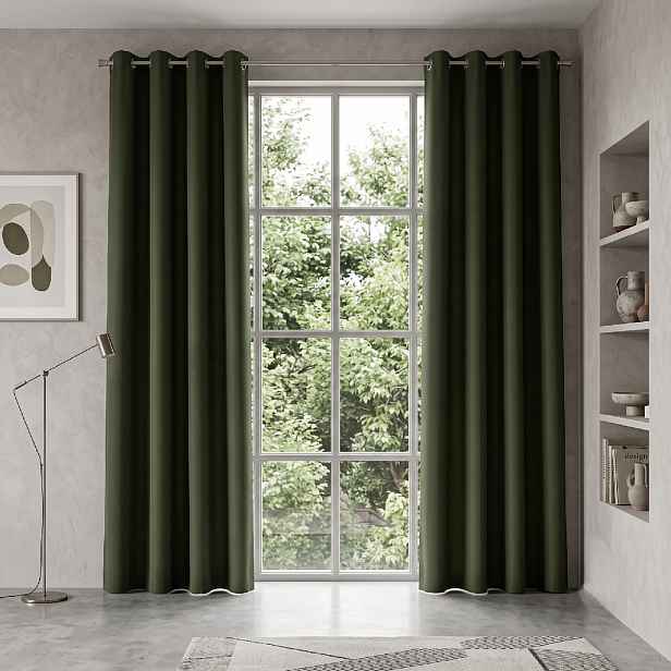 Dekorační dlouhý závěs s kroužky EASY TOP tmavě zelená 1x140x250 cm (cena za 1 kus) MyBestHome