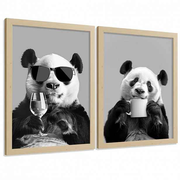 Nacnic PLAKAT Sada 2 Panda Bears A4 bez rámu