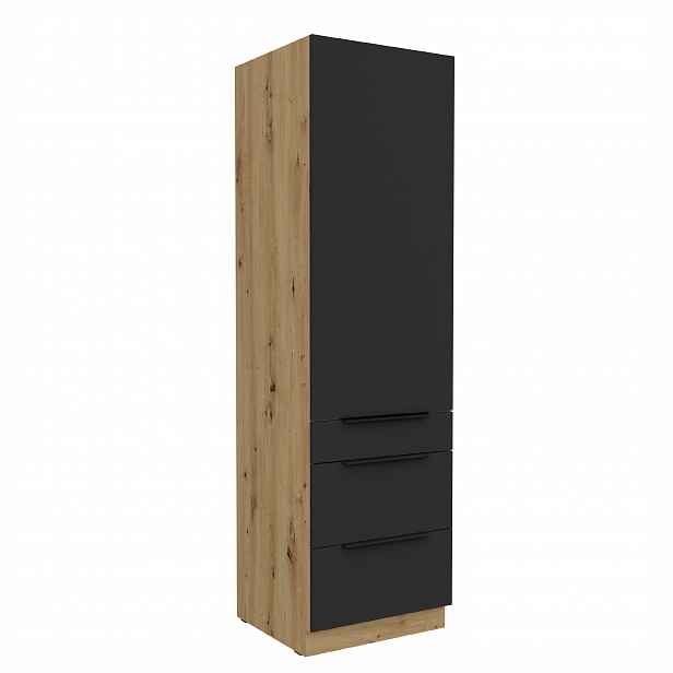 Vysoká potravinová skříňka Aria 60 DKS-210 3S 1F - Premium Box Barva korpusu: Dub artisan, Barva dvířek: BL - Black AFM