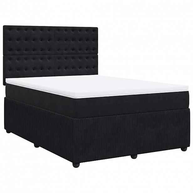 vidaXL Box spring postel s matrací černá 140x200 cm samet