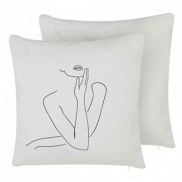 Beliani DEKORATIVNÍ POLŠTÁŘ sada 2 ks Bílý 45/45 cm Meadowfoam