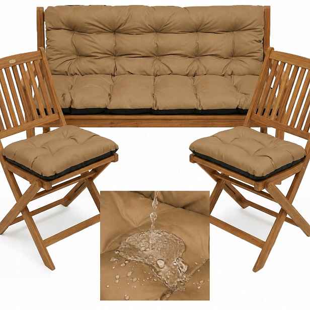 Polštáře na nábytek Voděodolné sada Rattan 180x60x50 cm 2x 45/45 Béžová