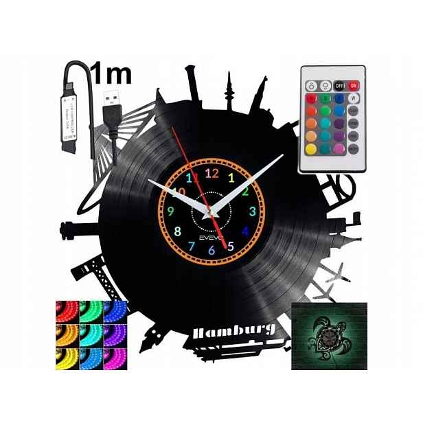 Hamburk Dárek Originální dekorace do domu Hodiny z vinylové desky