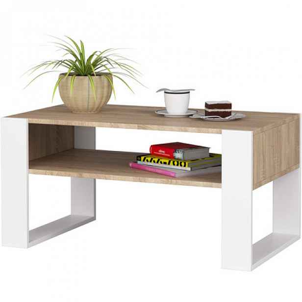 Konferenční stolek DOMI, dub sonoma/bílá