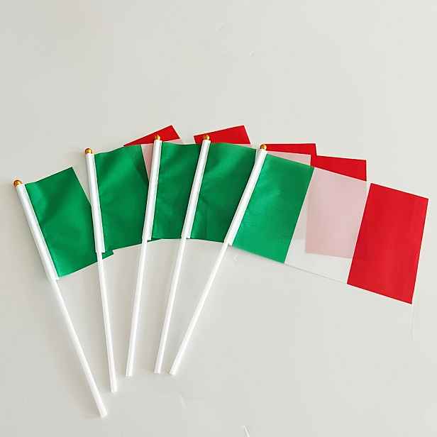 TEMU Italská ruční vlajka, 14x21 cm/5 ks, polyesterová oboustranná propustná dekorace italské ruční vlajky