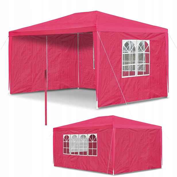 Zahradní Pavilon Stan 3x4 m 4 Stěny Okna Červený Pevný