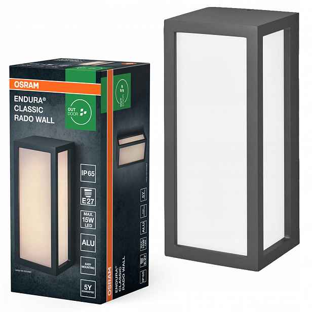 Zahradní nástěnné svítidlo Venkovní fasádní lampa E27 Šedá IP65 Endura Osram