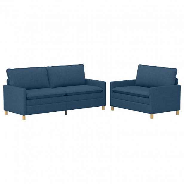 vidaXL Set pohovek 2 ks Modrá Textil
