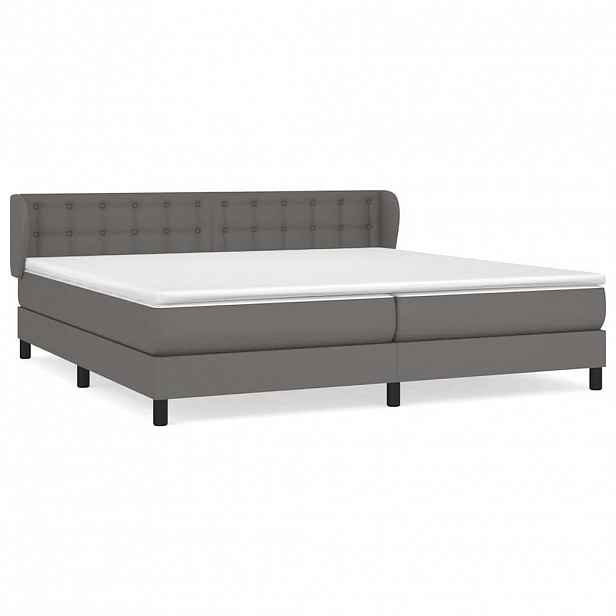 vidaXL Box spring postel s matrací šedá 200x200 cm umělá kůže