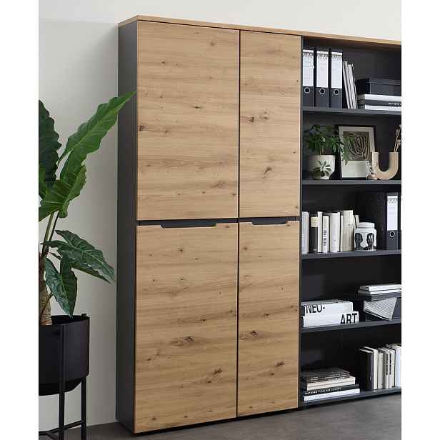 Univerzální skříň s policemi Memphis, 75 cm, dub artisan/grafit