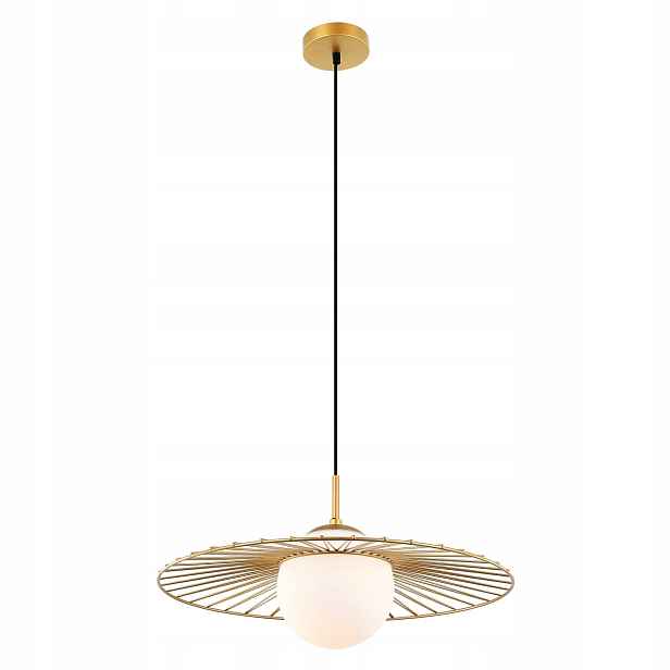 Závěsná lampa klobouková skleněná koule zlatá Italux