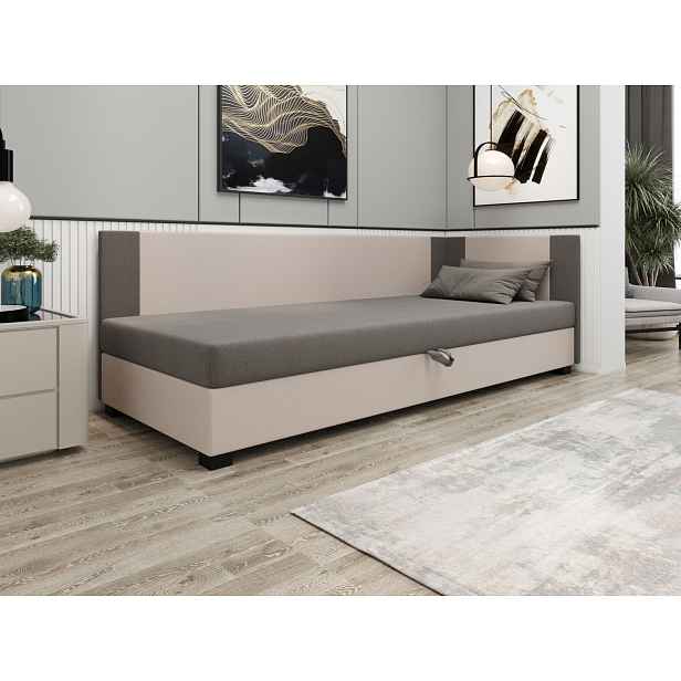 Čalouněná jednolůžková postel 80x195 ARIADNA PLUS 1 - světle šedá / ecru