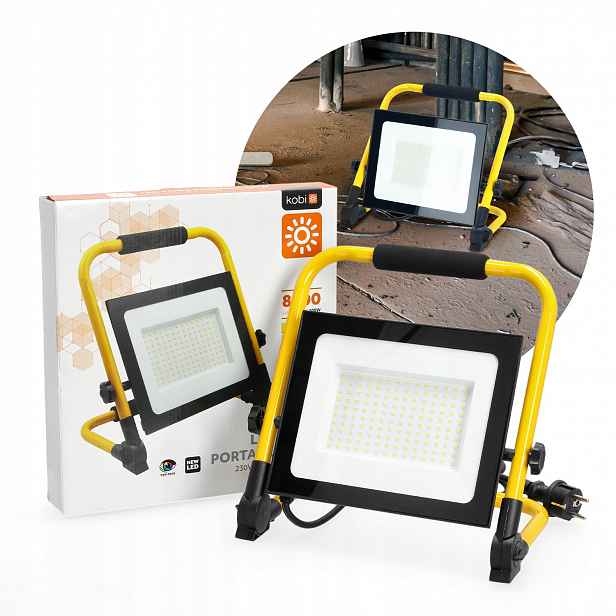 Halogen Led zářič lampa 100W přenosná 4000K pracovní stavební rukojeť