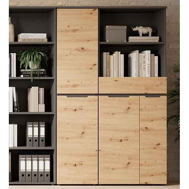 Univerzální skříň s regálem Memphis, 75 cm, dub artisan/grafit